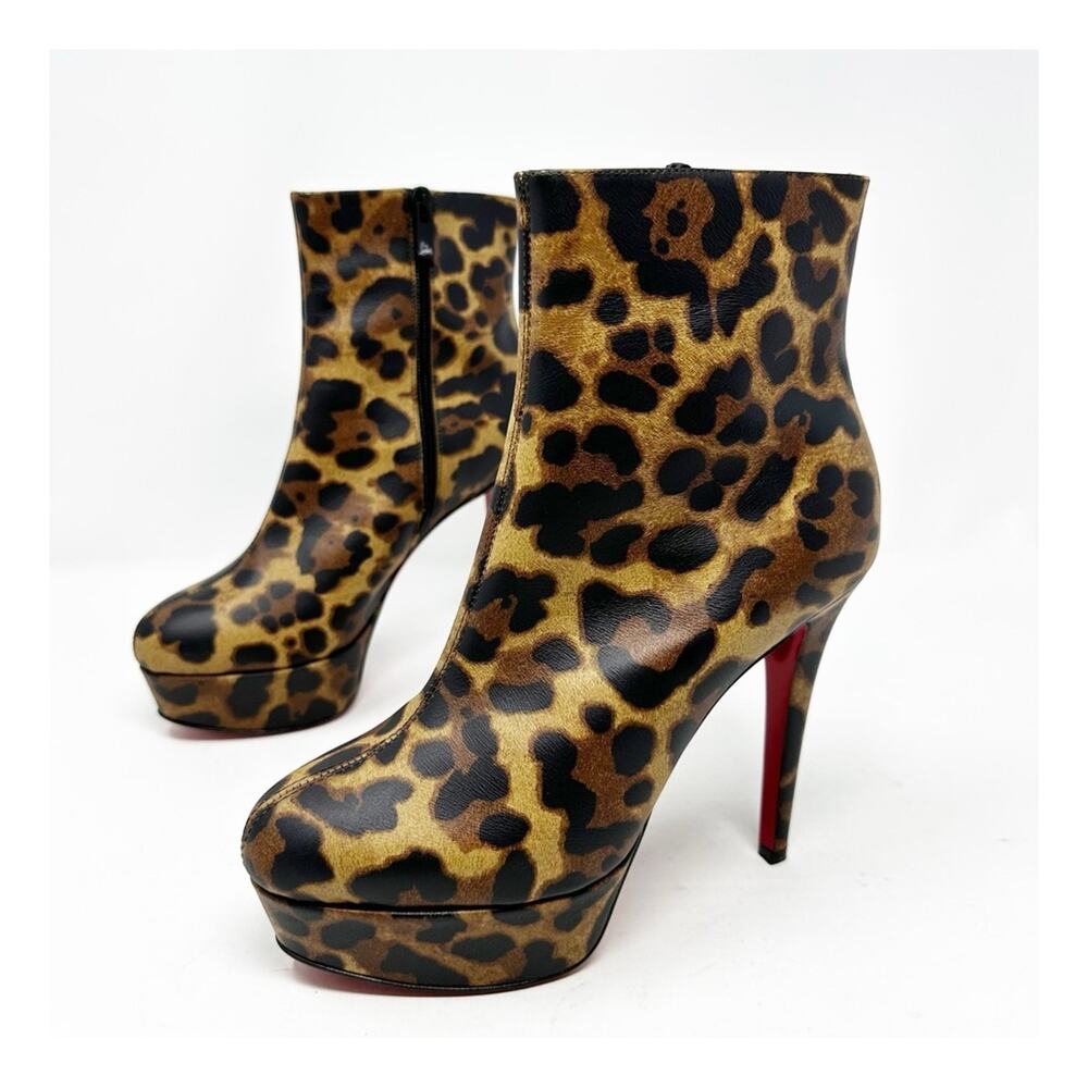 Christian Louboutin Bianca Leopard Platform Ankle Boots Womens Size EU 36